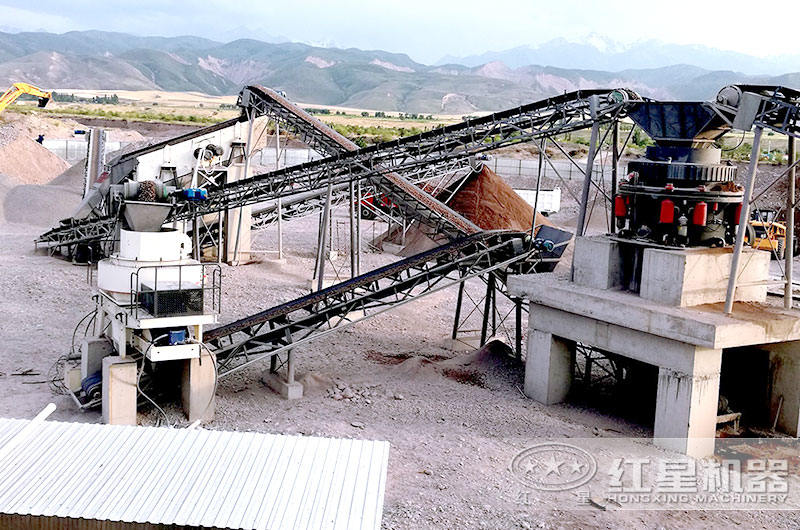 砂石生產現場：圓錐破碎機+沖擊式破碎機