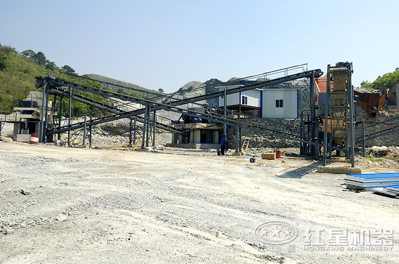 湖北廣水機(jī)制砂生產(chǎn)線全景圖，全套設(shè)備一覽無余